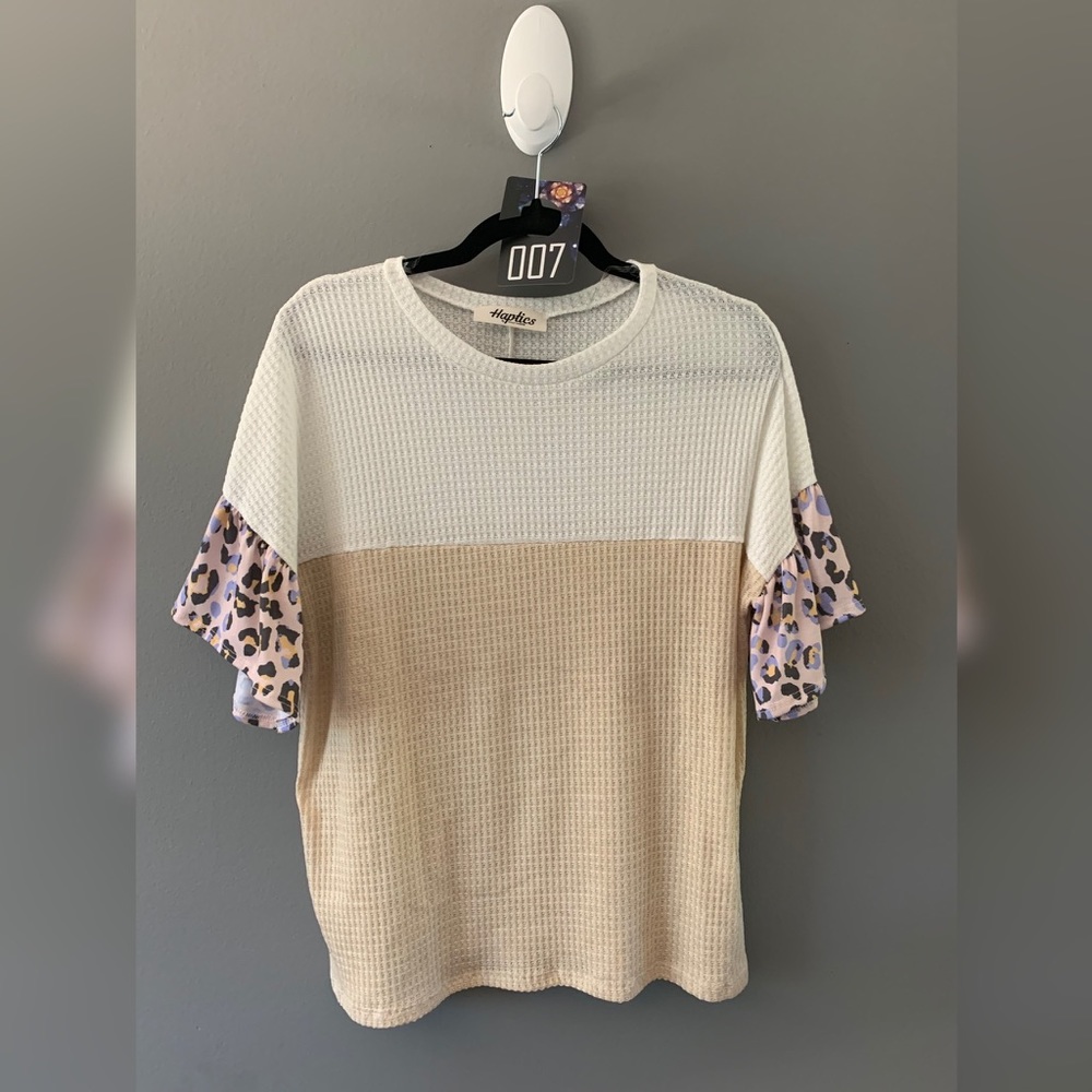 Flutter Sleeve Waffle Knit Top